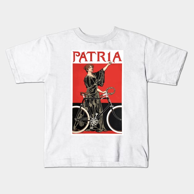 Patria Cycles - Vintage French  Advertising Poster Design Kids T-Shirt by Naves